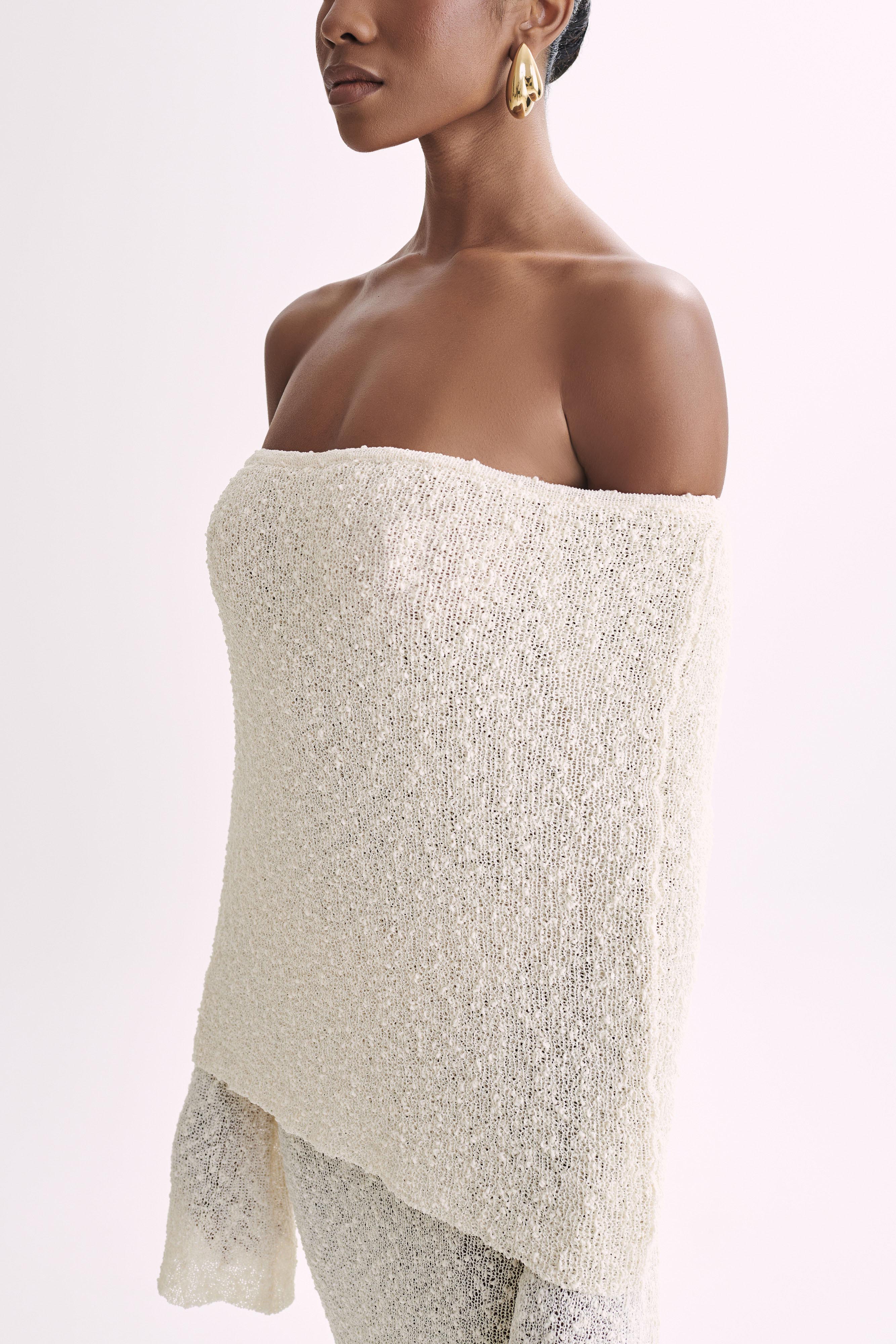Marissa Off Shoulder Boucle Maxi Dress - Ivory